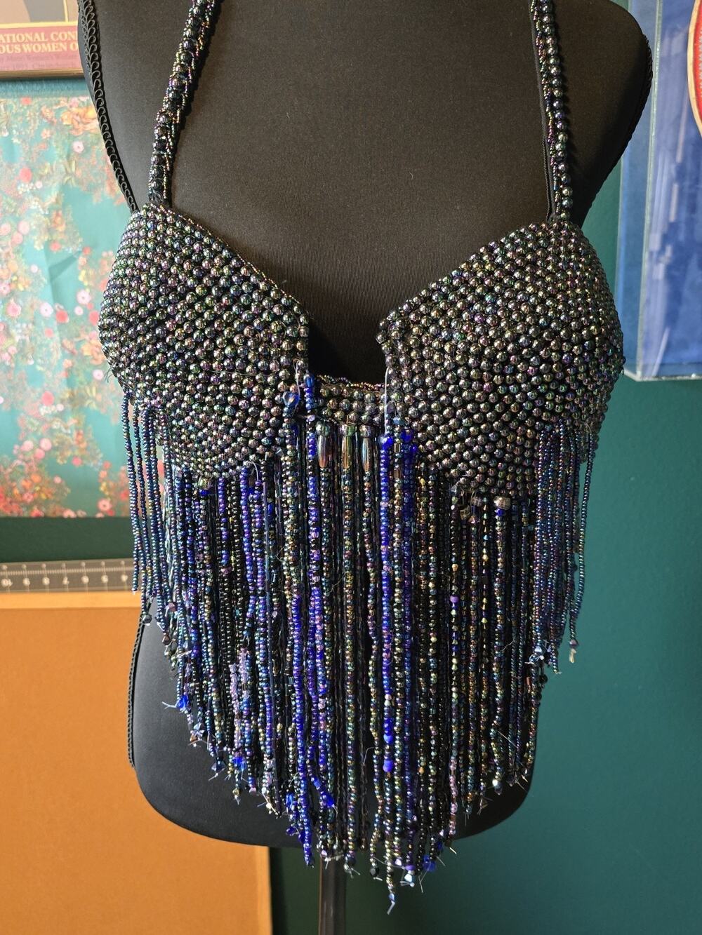 XL Beaded Bra Camisole Top Bellydance Burlesque Carnivale